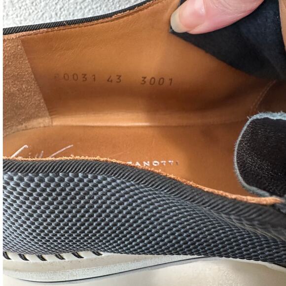 Giuseppe Zanotti Ron Costner Sneaker Black Leather Emboss Cream Side Zip 43 / 10 - Picture 5 of 16